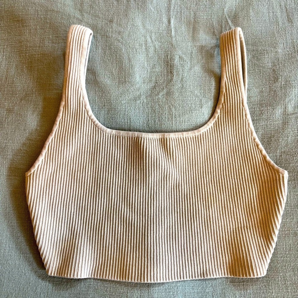 Babaton Beige Sculpt Knit Crop Top - size M​​